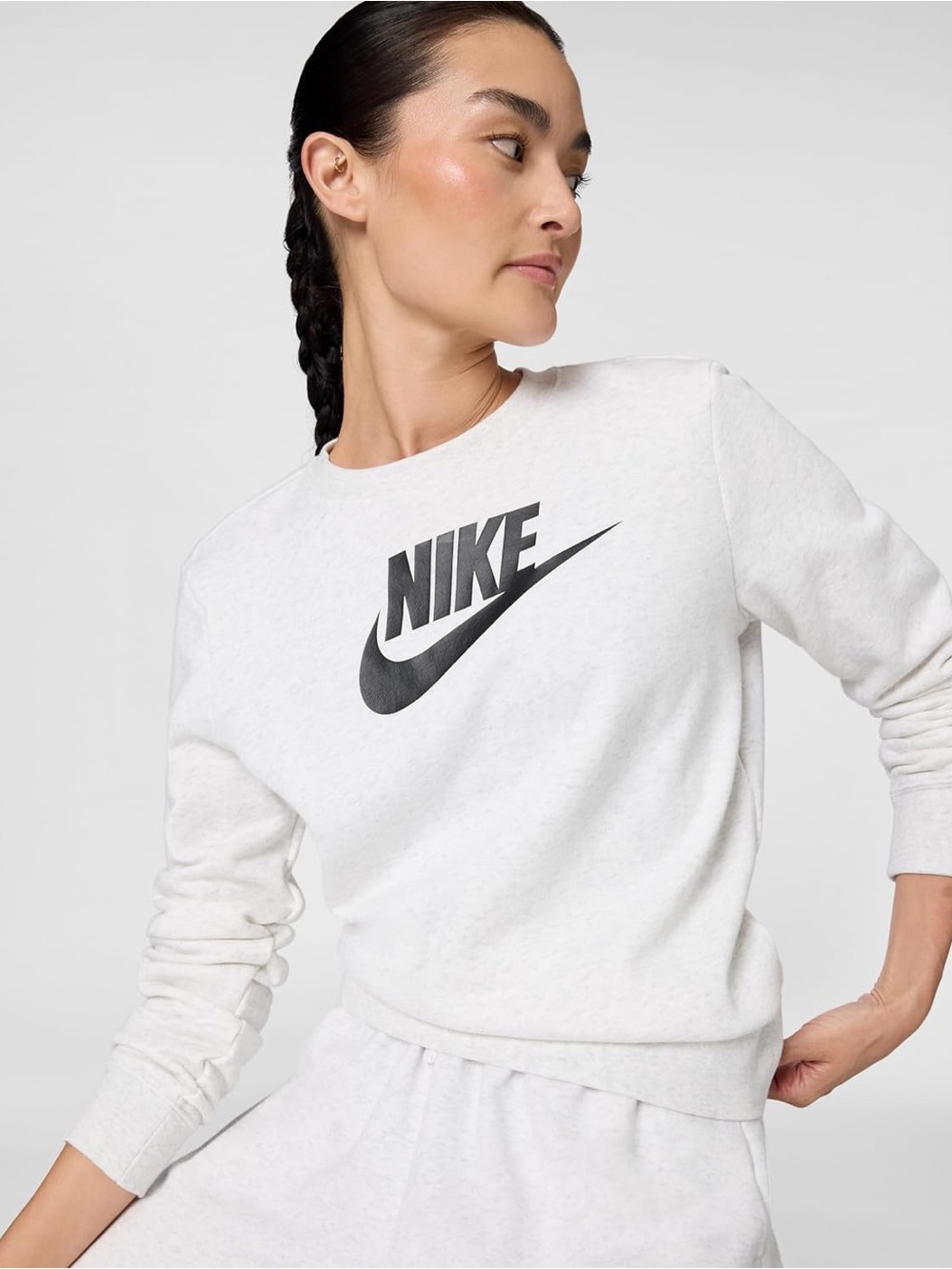 Nike Sportswear Fleece Crewneck Sweatshirt Heather Grey Logo Pullover